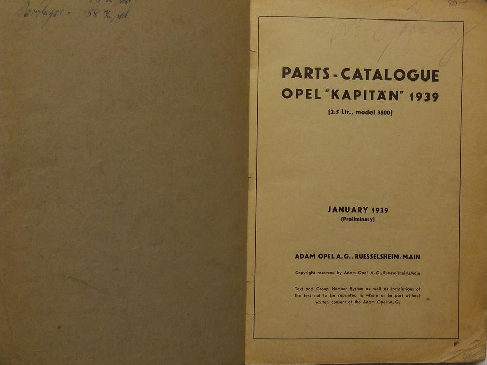 1939 Opel Kapitän Parts Catalogue - 2