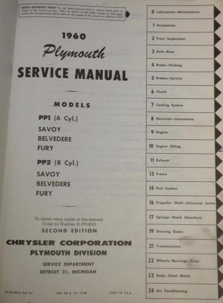 1960 Plymouth Service Manual - 2
