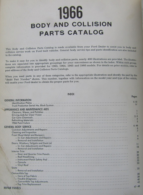 1966 Ford Body & Collision Parts Catalog - 2