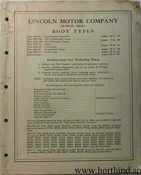 1940 Lincoln Zephyr Body Parts List