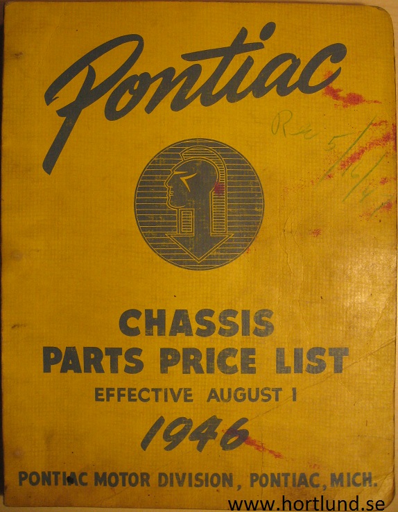 1946 Pontiac Chassis Parts Price List