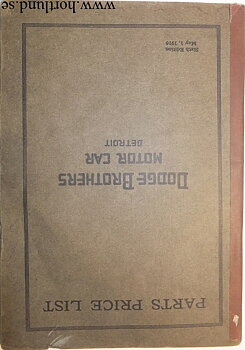 1916 Dodge Parts Price List