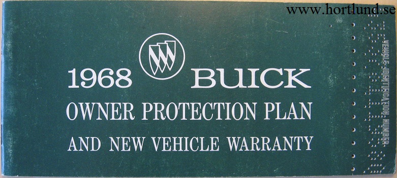 1968 Buick Owner Protection Plan and New Vehicle Warranty