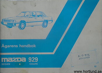 1982 Mazda 929 Coupé Instruktionsbok