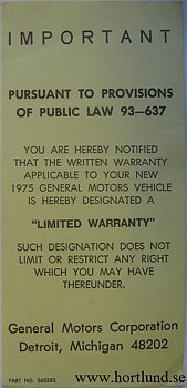 1975 GM extra info