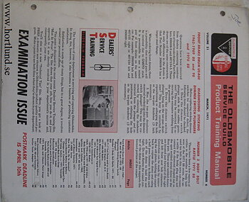 1971 Oldsmobile Service Guild Training Manual March