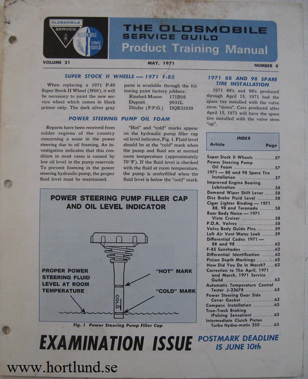 1971 Oldsmobile Service Guild Training Manual May