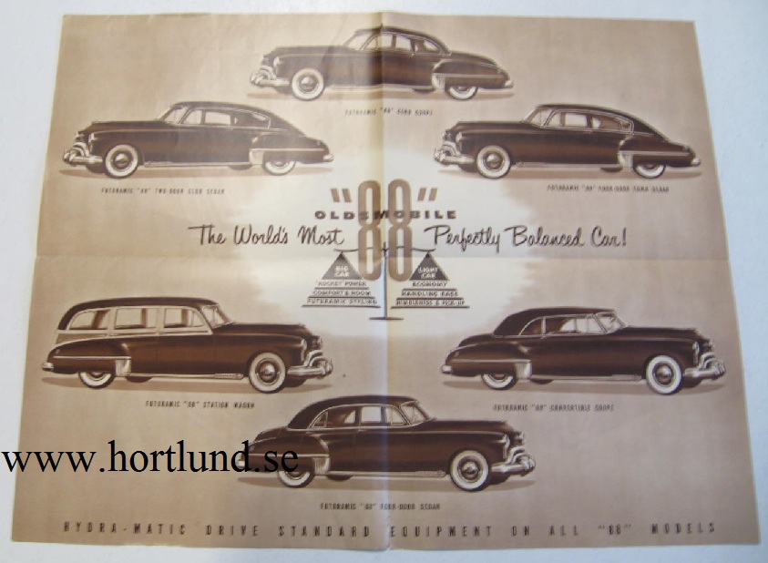1949 Oldsmobile 88 broschyr folder - 2