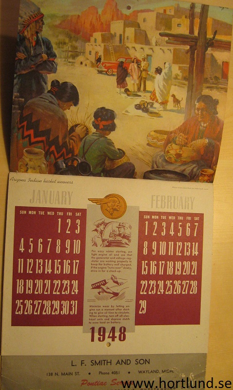1948 Pontiac Kalender Almanacka - 2