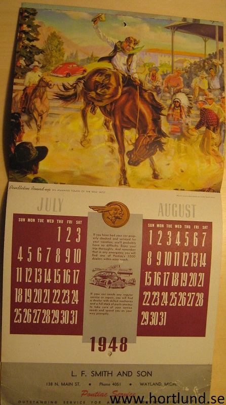 1948 Pontiac Kalender Almanacka - 3