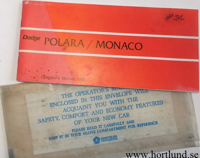 1969 Dodge Polara Monaco Operator's Manual