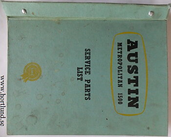 1957 - 1958 Metropolitan 1500 Parts List