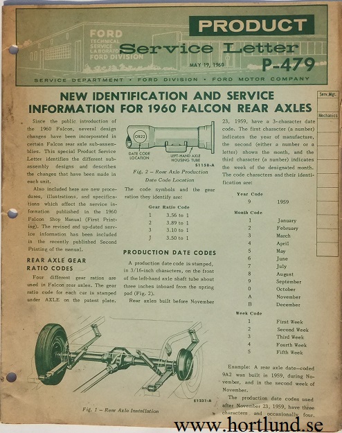 1960 Ford Falcon Service Letter P-479