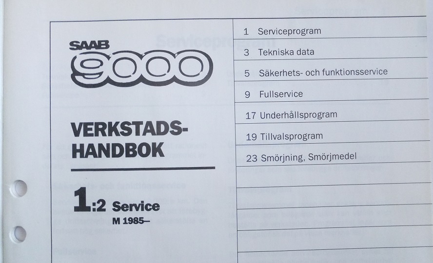 1985 SAAB 9000 Verkstadshandbok Service - 2