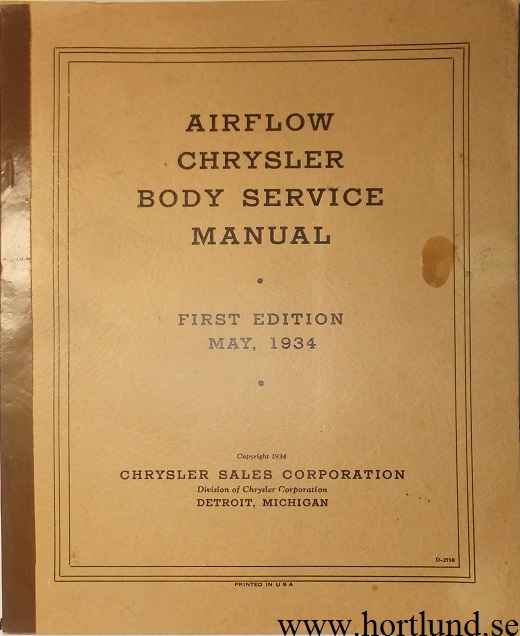 1934 Chrysler Airflow Body Service Manual original