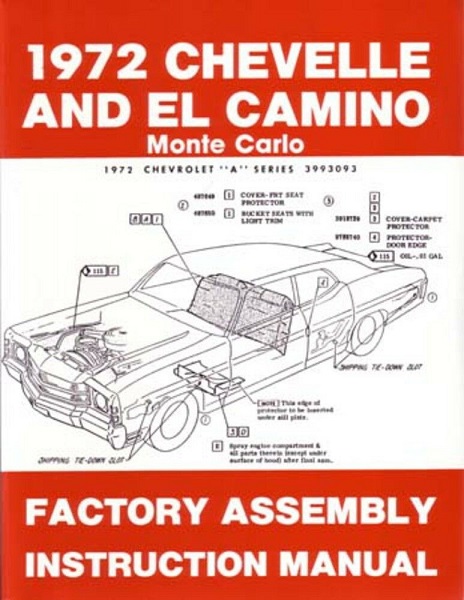 1972 Chevrolet Chevelle and El Camino, Monte Carlo Factory Assembly Instruction Manual
