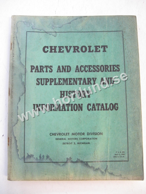 1960 Chevrolet Parts and Accessories Supplement and history information catalog
