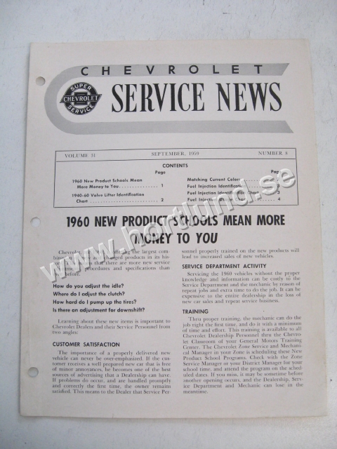 1960 Chevrolet Service News September 1959