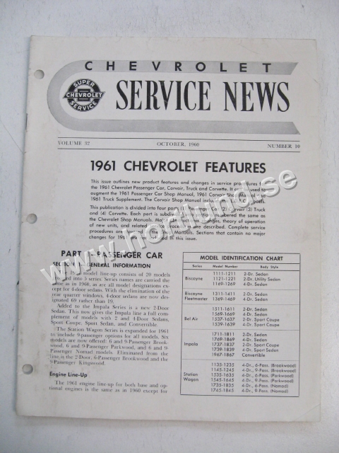 1961 Chevrolet Service News October 1960