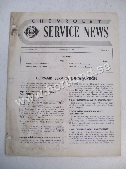 1961 Chevrolet Service News February 1961