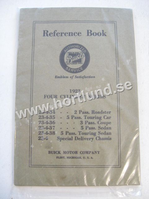 1923 Buick Reference Book Four Cylinder Series