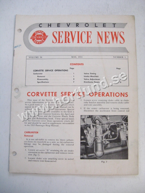 1954 Chevrolet Service News May 1954 Corvette