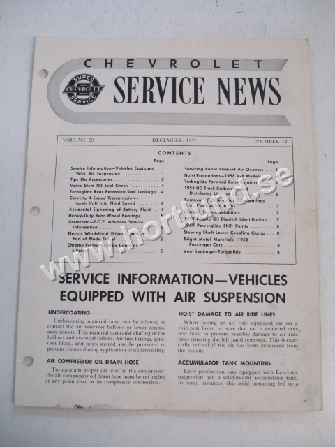 1958 Chevrolet Service News December 1957