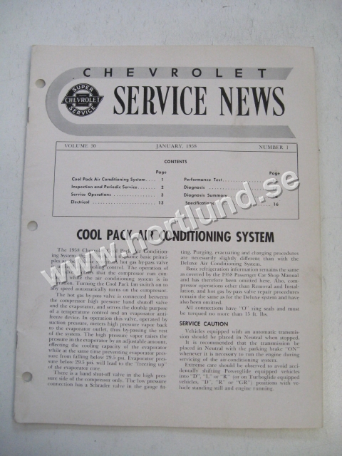 1958 Chevrolet Service News January 1958