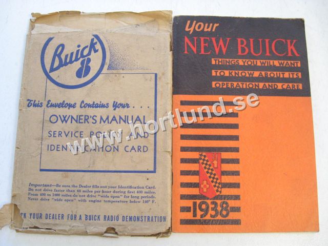 1938 Buick Owners Manual Incuding envelope