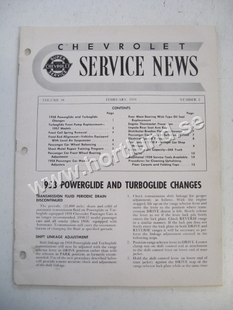 1958 Chevrolet Service News February 1958