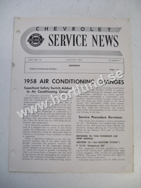 1958 Chevrolet Service News August 1958