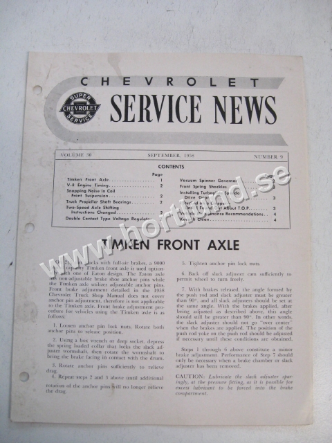 1958 Chevrolet Service News September 1958