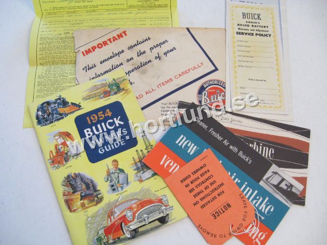 1954 Buick Owners Guide including envelope