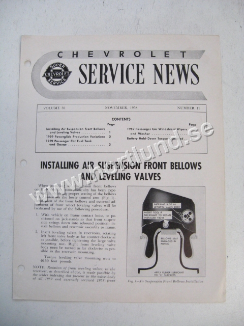 1959 Chevrolet Service News November 1958