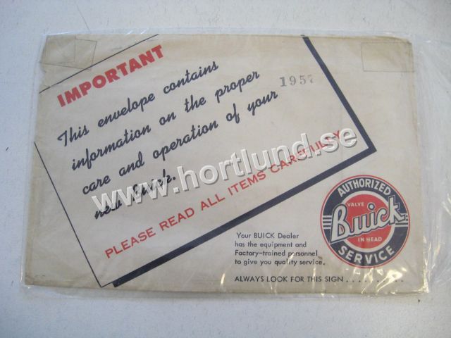 1957 Buick Owners Manual Owners Book Envelope