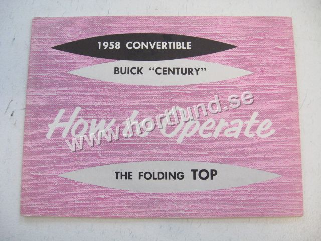 1958 Buick Century Convertible Folding Top Manual