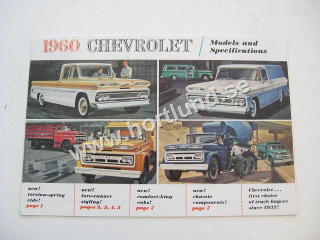 1960 Chevrolet Truck Försäljningsfolder