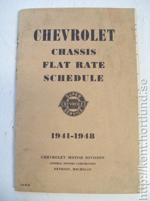 1948 Chevrolet Chassis Flat Rate Schedule