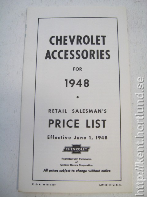 1948 Chevrolet Accessories for 1948