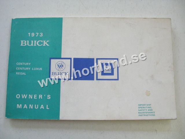 1973 Buick Century, Century Luxus, Regal Owners Manual