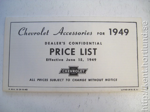 1949 Chevrolet Accessories for 1949