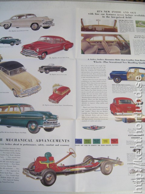 1949 Chevrolet Försäljningsfolder Styleline Series, Fleetline Series. Fint Nytryck