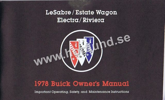 1978 Buick LeSabre, Estate Wagon, Electra & Riviera Owners Manual
