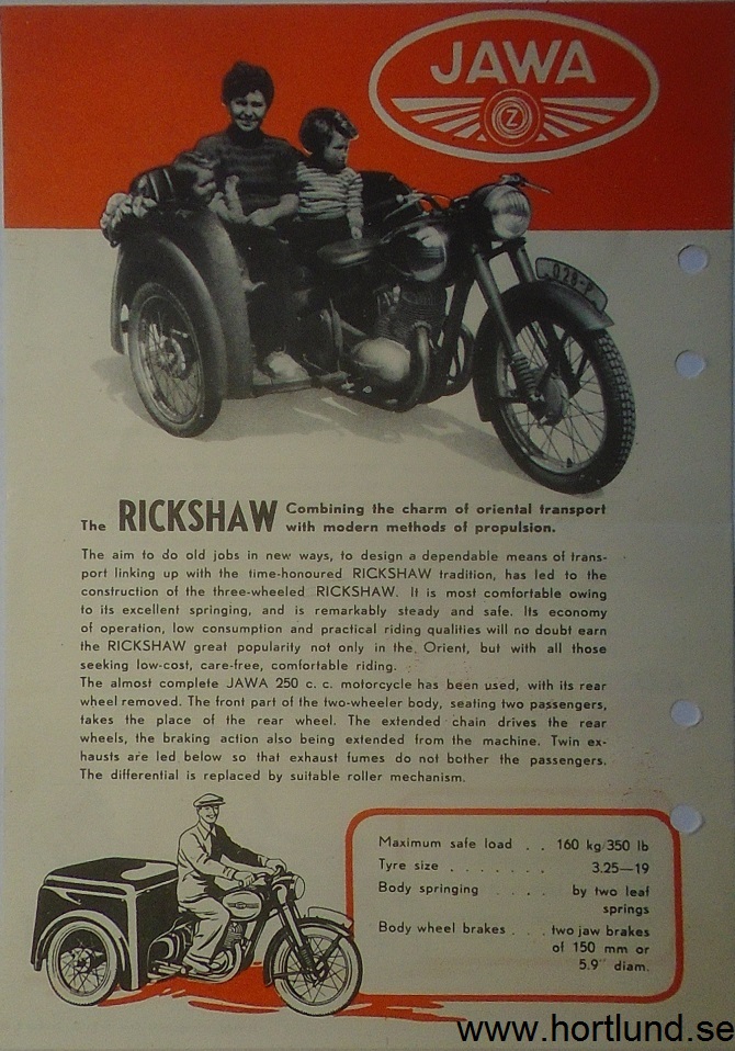 1949 Jawa & CZ Rickshaw broschyr