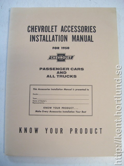 1950 Chevrolet Accessories Installation Manual