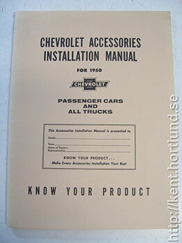 1950 Chevrolet Accessories Installation Manual
