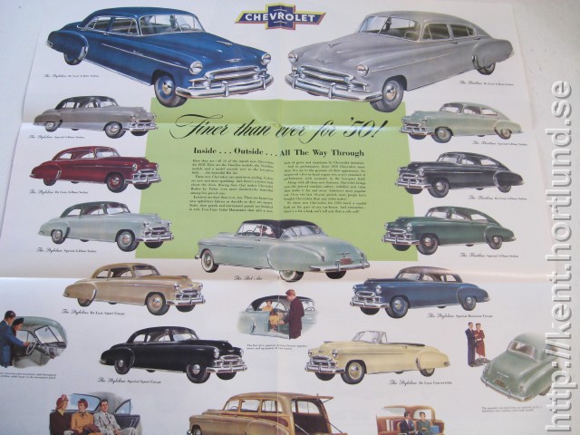 1950 Chevrolet Försäljningsfolder Nytryck av hög kvalitet, blir stor affisch