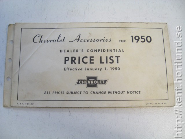 1950 Chevrolet Accessories for 1950
