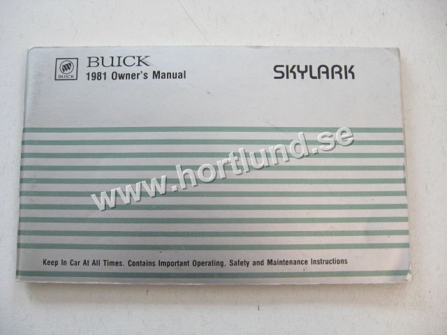 1981 Buick Skylark Owners Manual