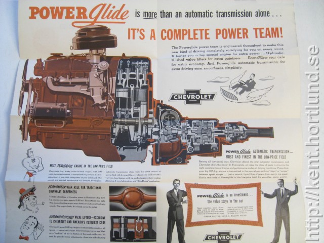 1951 Chevrolet Försälningsbroschyr Powe Glide Mailer reklam
